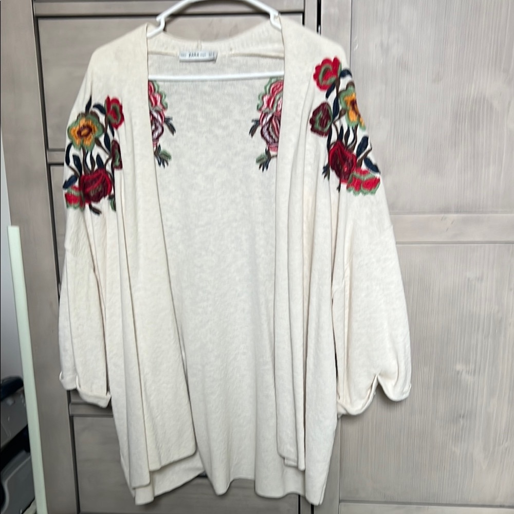 Zara Cream Embroidered Women's Sweater